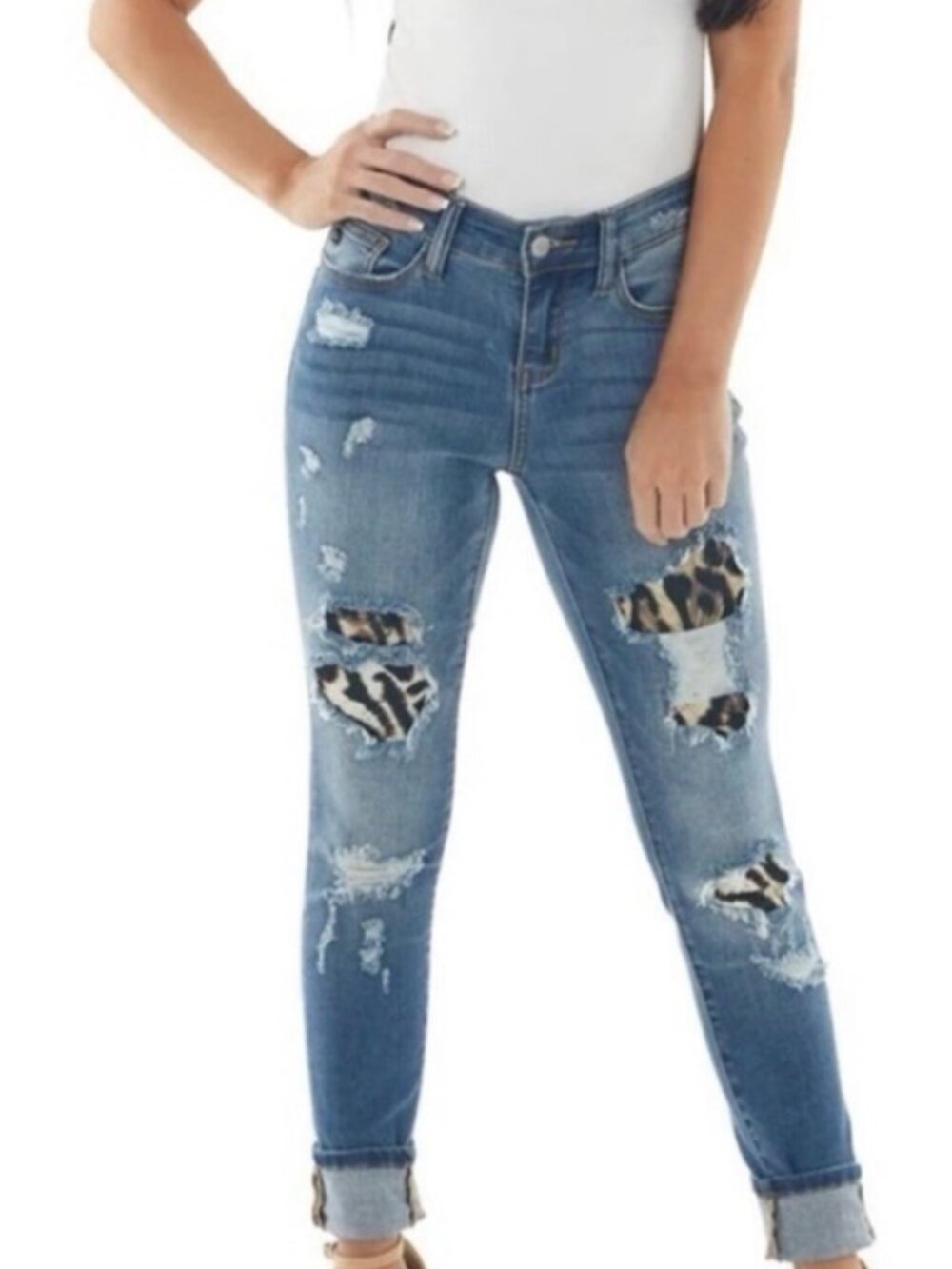 Judy Blue Los Angeles Skinny Fit Jeans Leopard Print 3/26
